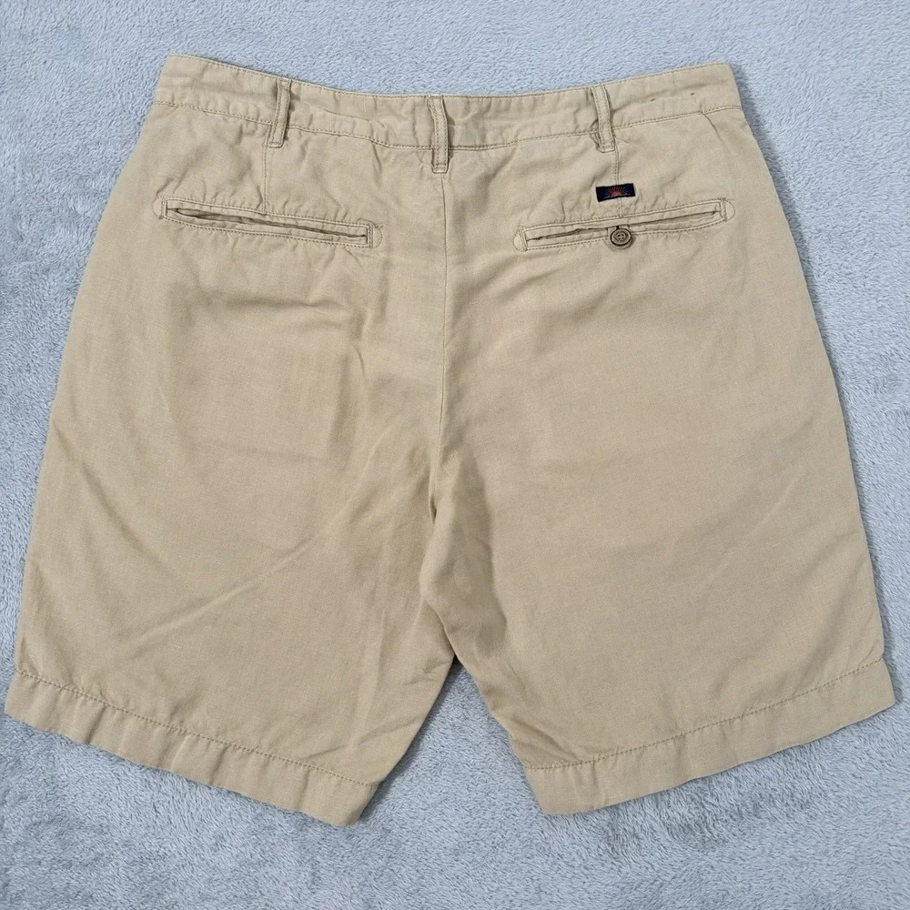 Faherty Shorts Mens 33 Beige Linen Blend Flat Front 9